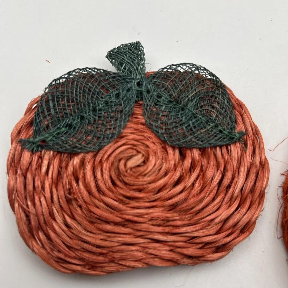 Lot 7 Orange/ Beige/Apple Coasters Retro 70's Natural fiber Woven Farmhouse Fall